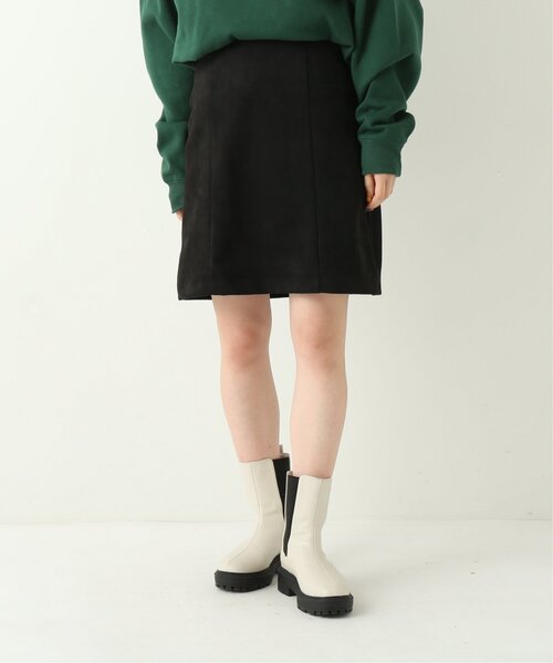 RAY CASSIN（レイカズン）の「ポンチスウェードハイウエストミニスカート（スカート・レディース・ブラック/モカ/キナリ・FREE）」の3枚目の写真