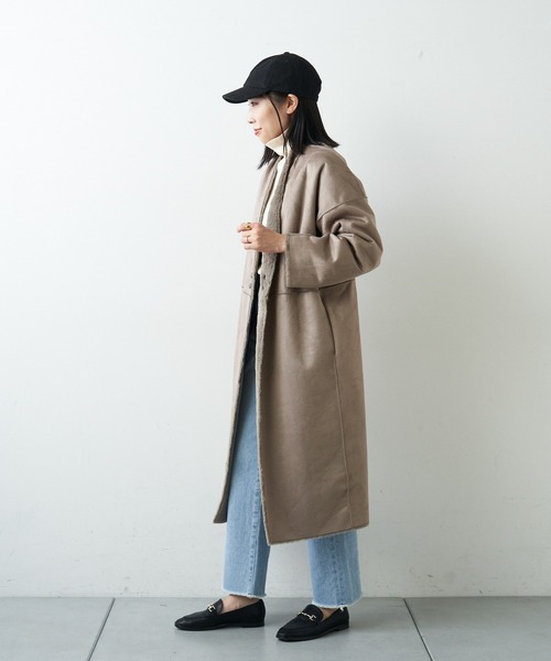 LOUNGEDRESS(ラウンジドレス)の「【odore/オドル】リバーシブルムートンコート(ムートンコート・レディース・チャコールグレー/アイボリー・FREE)」の15枚目の写真