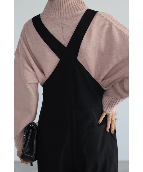 Bonjour Sagan（ボンジュールサガン）の「スウェード調オールインワン（サロペット/オーバーオール・レディース・アイボリー/ブラック・FREE）」の4枚目の写真