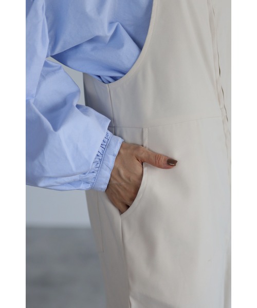 Bonjour Sagan（ボンジュールサガン）の「スウェード調オールインワン（サロペット/オーバーオール・レディース・アイボリー/ブラック・FREE）」の5枚目の写真