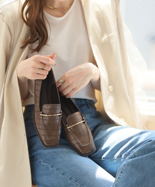 スクエアトゥピースソールビット付きローファー（ローファー