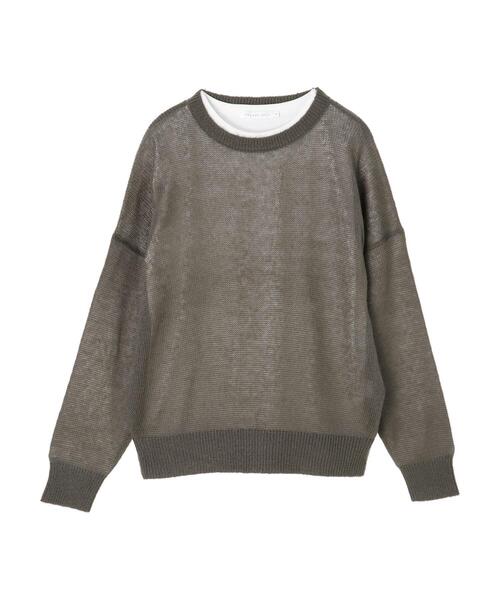 AMERICAN HOLIC(アメリカンホリック)の「SET 透かし編みニット+カットプルオーバー(ニット/セーター・レディース・チャコールグレー/キャメル/アイボリー・M/L)」の4枚目の写真