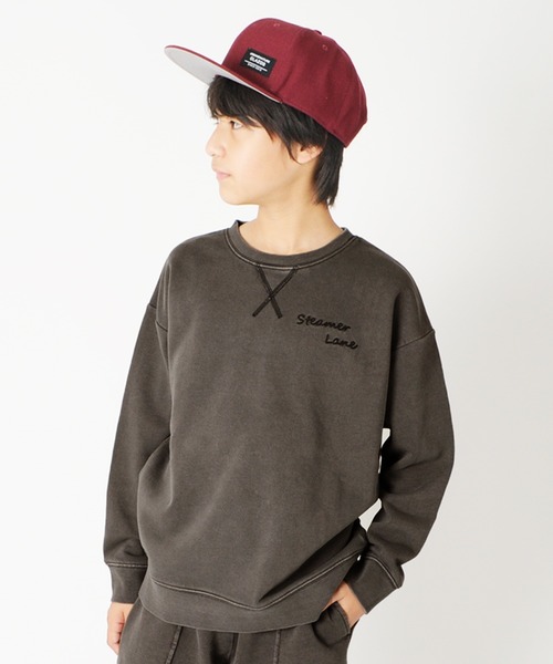 GLAZOS(グラソス)の「裏毛・ドロップショルダーピグメントトレーナー【セットアップ対応】(スウェット・キッズ・ブラック/グリーン/ブルー・170cm/130cm/140cm/150cm/160cm)」の1枚目の写真