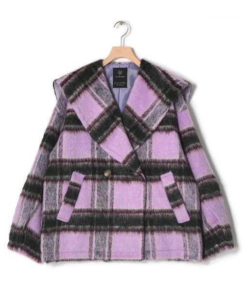 w closet(ダブルクローゼット)の「セーラーカラーショートコート(ピーコート・レディース・アイボリー/パープル・FREE)」の15枚目の写真