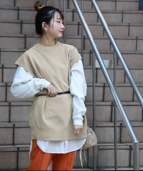 BACK NUMBER（バックナンバー）の「【BACK NUMBER】ビッグサイズニットベスト（ベスト・メンズ・ブラック/ブルー/イエロー/グリーン/ホワイト/ベージュ・M/L）」の2枚目の写真