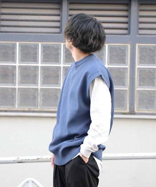 BACK NUMBER（バックナンバー）の「【BACK NUMBER】ビッグサイズニットベスト（ベスト・メンズ・ブラック/ブルー/イエロー/グリーン/ホワイト/ベージュ・M/L）」の5枚目の写真