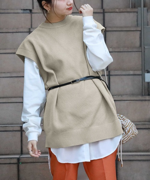 BACK NUMBER（バックナンバー）の「【BACK NUMBER】ビッグサイズニットベスト（ベスト・メンズ・ブラック/ブルー/イエロー/グリーン/ホワイト/ベージュ・M/L）」の17枚目の写真