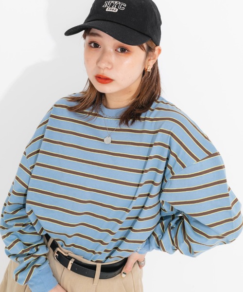 nemne store（ネンネストア）の「マルチボーダーロンT（Tシャツ/カットソー・レディース・ベージュ/ブルー/グリーン/ミント・フリー）」の21枚目の写真