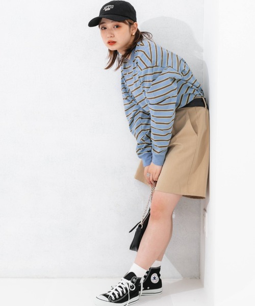 nemne store（ネンネストア）の「マルチボーダーロンT（Tシャツ/カットソー・レディース・ベージュ/ブルー/グリーン/ミント・フリー）」の5枚目の写真