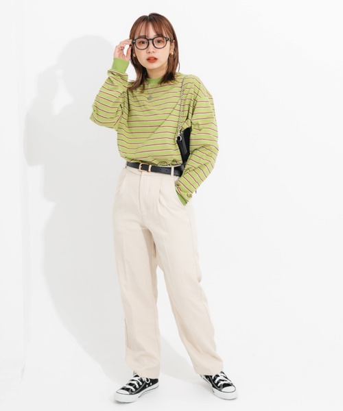 nemne store（ネンネストア）の「マルチボーダーロンT（Tシャツ/カットソー・レディース・ベージュ/ブルー/グリーン/ミント・フリー）」の7枚目の写真