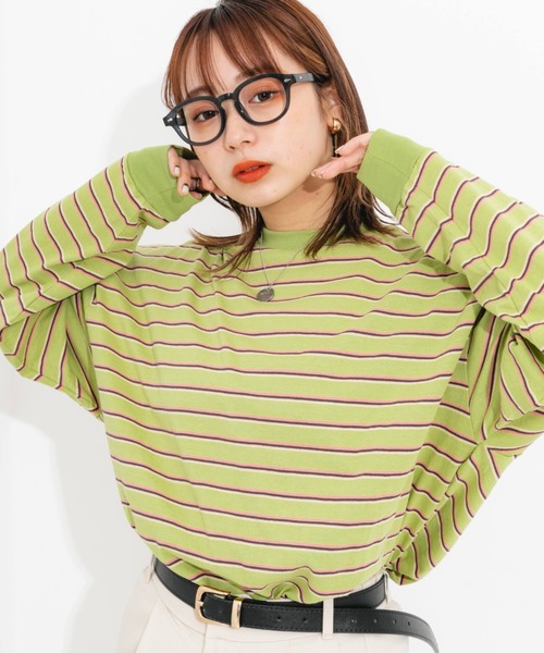 nemne store（ネンネストア）の「マルチボーダーロンT（Tシャツ/カットソー・レディース・ベージュ/ブルー/グリーン/ミント・フリー）」の22枚目の写真