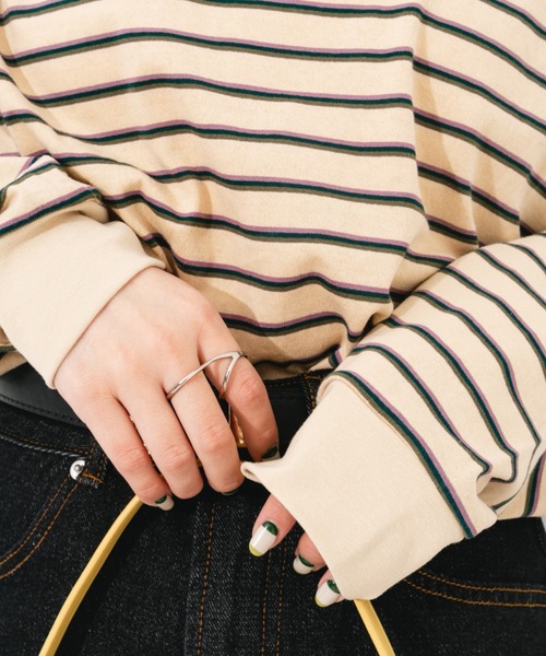 nemne store（ネンネストア）の「マルチボーダーロンT（Tシャツ/カットソー・レディース・ベージュ/ブルー/グリーン/ミント・フリー）」の8枚目の写真