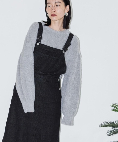 AMERICAN HOLIC（アメリカンホリック）の「デニムジャンパースカート（ジャンパースカート・レディース・ブラック/ストライプ/ワンウォッシュ・M/L）」の2枚目の写真