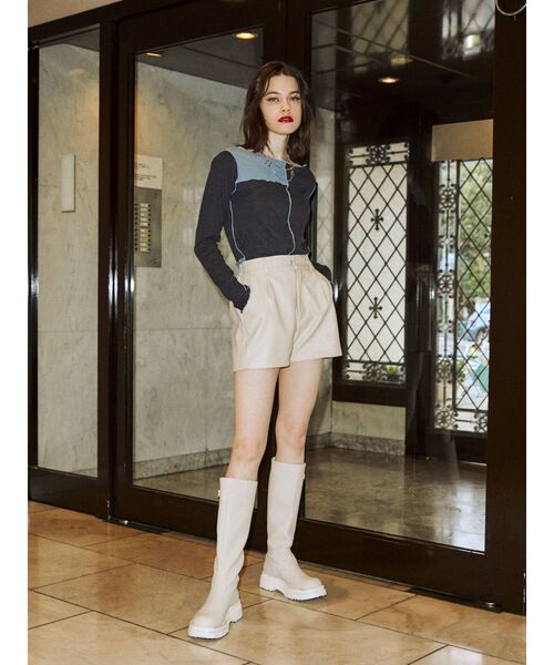 jouetie（ジュエティ）の「パッチワークメロートップス（Tシャツ/カットソー・レディース・ブラック/オフホワイト/カーキ/ピンク・MEDIUM）」の5枚目の写真