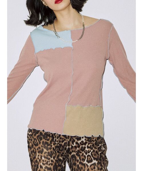 jouetie（ジュエティ）の「パッチワークメロートップス（Tシャツ/カットソー・レディース・ブラック/オフホワイト/カーキ/ピンク・MEDIUM）」の14枚目の写真