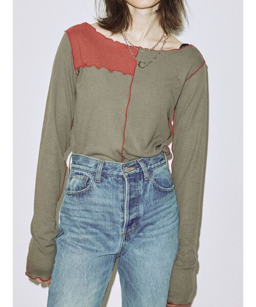 jouetie（ジュエティ）の「パッチワークメロートップス（Tシャツ/カットソー・レディース・ブラック/オフホワイト/カーキ/ピンク・MEDIUM）」の18枚目の写真