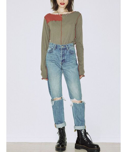 jouetie（ジュエティ）の「パッチワークメロートップス（Tシャツ/カットソー・レディース・ブラック/オフホワイト/カーキ/ピンク・MEDIUM）」の15枚目の写真