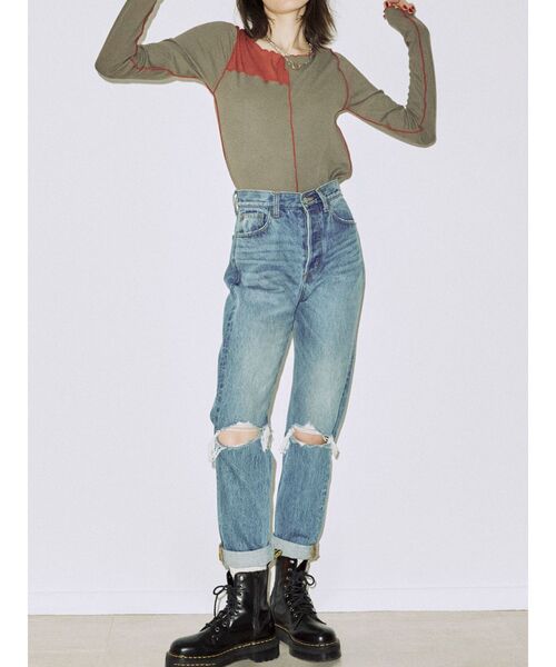 jouetie（ジュエティ）の「パッチワークメロートップス（Tシャツ/カットソー・レディース・ブラック/オフホワイト/カーキ/ピンク・MEDIUM）」の12枚目の写真