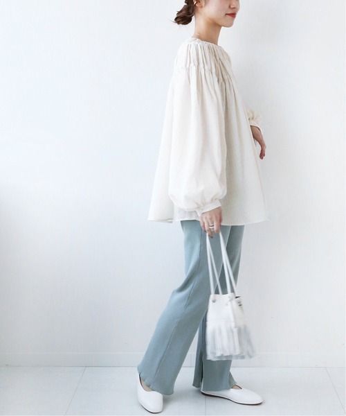 JOURNAL STANDARD relume / ジャーナルスタンダード | 2023SS | レリューム ジャガード ギャザー ブラウス 2WAY | F | ホワイト | レディース JOURNAL STANDARD relume（ジャーナルスタンダード レリューム