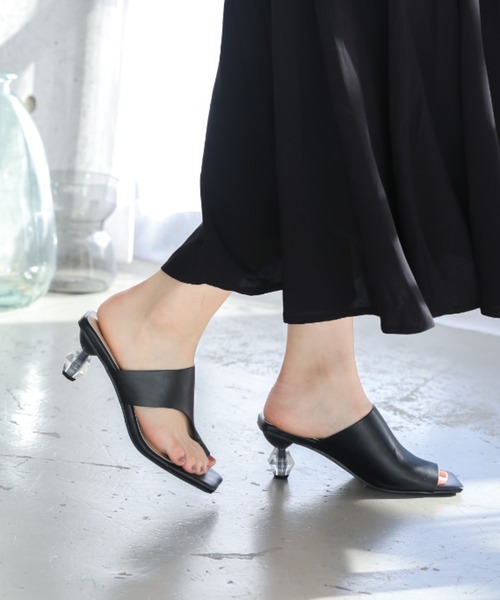 セール】クリアヒールトングミュールサンダル（サンダル）｜VIVIAN  