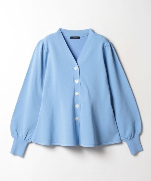 allureville（アルアバイル）の「パフスリーブペプラムカーディガン（ニット/セーター・レディース・ブラック/サックスブルー/オフホワイト・2）」の3枚目の写真