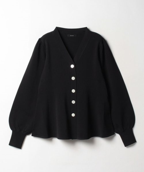 allureville（アルアバイル）の「パフスリーブペプラムカーディガン（ニット/セーター・レディース・ブラック/サックスブルー/オフホワイト・2）」の2枚目の写真