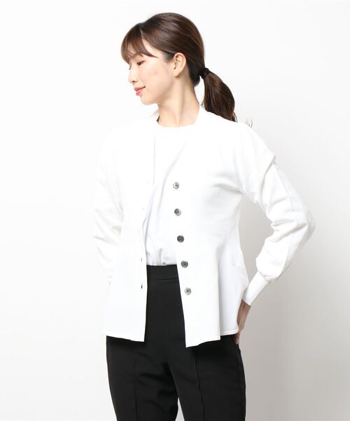 allureville（アルアバイル）の「パフスリーブペプラムカーディガン（ニット/セーター・レディース・ブラック/サックスブルー/オフホワイト・2）」の8枚目の写真