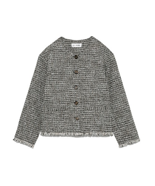 LILY BROWN（リリーブラウン）の「ツイードノーカラージャケット（ノーカラージャケット・レディース・ブラック/オフホワイト/グリーン・FREE）」の7枚目の写真