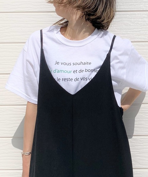 Q(キュー)の「plaind’amour 半袖T(Tシャツ/カットソー・レディース・ホワイト/ライトグリーン/ナチュラル/ネイビー・MEDIUM)」の2枚目の写真