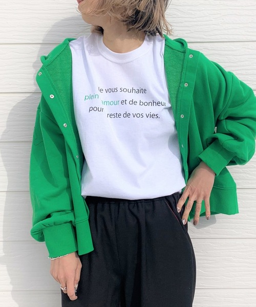 Q(キュー)の「plaind’amour 半袖T(Tシャツ/カットソー・レディース・ホワイト/ライトグリーン/ナチュラル/ネイビー・MEDIUM)」の19枚目の写真