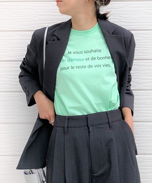 Q(キュー)の「plaind’amour 半袖T(Tシャツ/カットソー・レディース・ホワイト/ライトグリーン/ナチュラル/ネイビー・MEDIUM)」の16枚目の写真