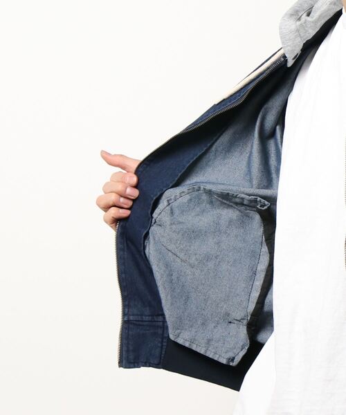 BACK NUMBER(バックナンバー)の「【BACK NUMBER】フードリブブルゾン(ブルゾン・メンズ・ダークインディゴブルー・M/L/XL)」の4枚目の写真