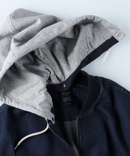 BACK NUMBER(バックナンバー)の「【BACK NUMBER】フードリブブルゾン(ブルゾン・メンズ・ダークインディゴブルー・M/L/XL)」の13枚目の写真