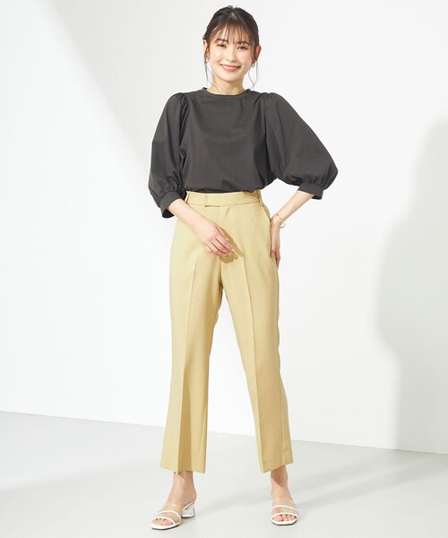 Feroux（フェルゥ）の「【洗える】ドライタッチセミフレア カラーパンツ（その他パンツ・レディース・ふじ色系/ブラック系/スモーキーグリーン系/ライトイエロー系/アイボリー系・2/0/1）」の12枚目の写真