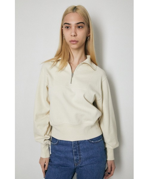 MOUSSY(マウジー)の「HALF ZIP SWEAT シャツ(スウェット・レディース・ライトグリーン/アイボリー/杢グレー・FREE)」の6枚目の写真