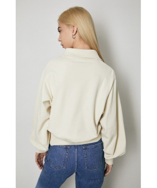 MOUSSY(マウジー)の「HALF ZIP SWEAT シャツ(スウェット・レディース・ライトグリーン/アイボリー/杢グレー・FREE)」の7枚目の写真