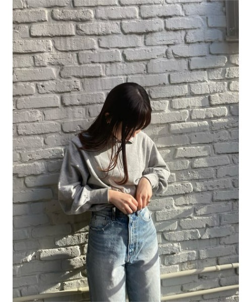 MOUSSY(マウジー)の「HALF ZIP SWEAT シャツ(スウェット・レディース・ライトグリーン/アイボリー/杢グレー・FREE)」の18枚目の写真