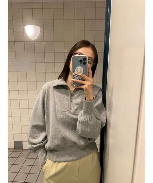 MOUSSY(マウジー)の「HALF ZIP SWEAT シャツ(スウェット・レディース・ライトグリーン/アイボリー/杢グレー・FREE)」の22枚目の写真