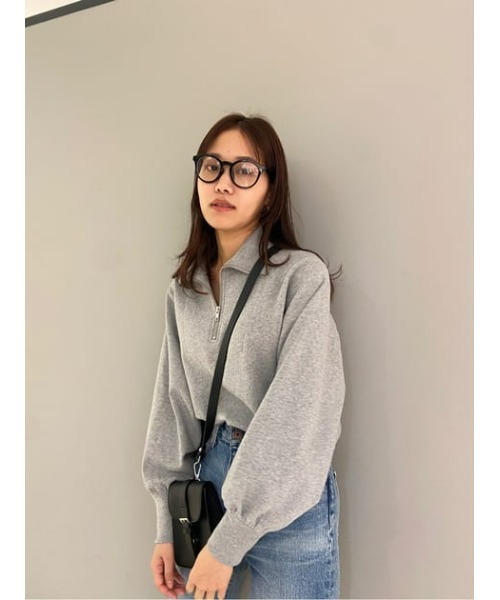 MOUSSY(マウジー)の「HALF ZIP SWEAT シャツ(スウェット・レディース・ライトグリーン/アイボリー/杢グレー・FREE)」の19枚目の写真