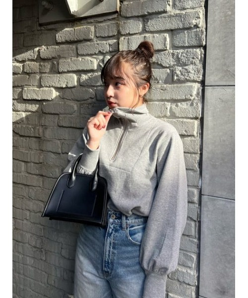 MOUSSY(マウジー)の「HALF ZIP SWEAT シャツ(スウェット・レディース・ライトグリーン/アイボリー/杢グレー・FREE)」の16枚目の写真