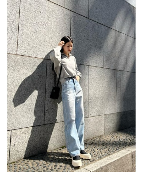 MOUSSY(マウジー)の「HALF ZIP SWEAT シャツ(スウェット・レディース・ライトグリーン/アイボリー/杢グレー・FREE)」の20枚目の写真