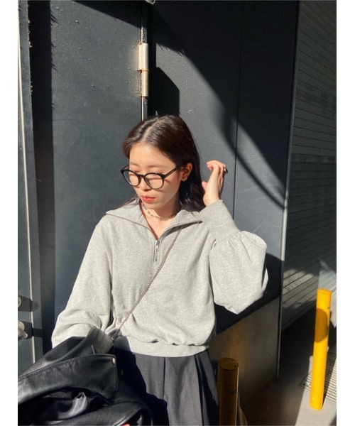 MOUSSY(マウジー)の「HALF ZIP SWEAT シャツ(スウェット・レディース・ライトグリーン/アイボリー/杢グレー・FREE)」の17枚目の写真