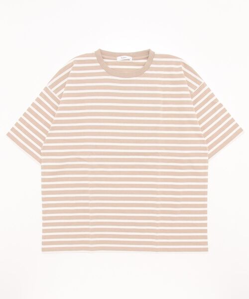 STYLEBLOCK(スタイルブロック)の「スーパービッグ半袖ボーダーTシャツ(Tシャツ/カットソー・メンズ・ホワイト系その他2/グリーン/ブルー系その他/ホワイト/チャコール/ベージュ/ブラック系その他2/ブラック/ネイビー/マスタード/ホワイト系その他/グリーン系その他/ブラック系その他/オレンジ・L/M/LL)」の9枚目の写真