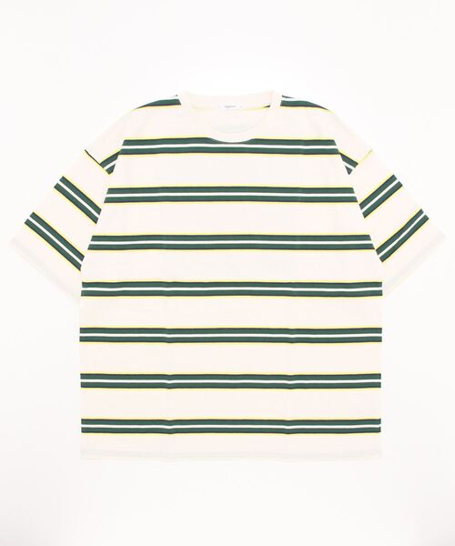 STYLEBLOCK(スタイルブロック)の「スーパービッグ半袖ボーダーTシャツ(Tシャツ/カットソー・メンズ・ホワイト系その他2/グリーン/ブルー系その他/ホワイト/チャコール/ベージュ/ブラック系その他2/ブラック/ネイビー/マスタード/ホワイト系その他/グリーン系その他/ブラック系その他/オレンジ・L/M/LL)」の3枚目の写真