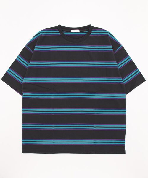 STYLEBLOCK(スタイルブロック)の「スーパービッグ半袖ボーダーTシャツ(Tシャツ/カットソー・メンズ・ホワイト系その他2/グリーン/ブルー系その他/ホワイト/チャコール/ベージュ/ブラック系その他2/ブラック/ネイビー/マスタード/ホワイト系その他/グリーン系その他/ブラック系その他/オレンジ・L/M/LL)」の6枚目の写真