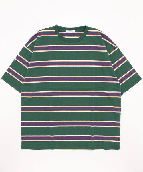 STYLEBLOCK(スタイルブロック)の「スーパービッグ半袖ボーダーTシャツ(Tシャツ/カットソー・メンズ・ホワイト系その他2/グリーン/ブルー系その他/ホワイト/チャコール/ベージュ/ブラック系その他2/ブラック/ネイビー/マスタード/ホワイト系その他/グリーン系その他/ブラック系その他/オレンジ・L/M/LL)」の11枚目の写真