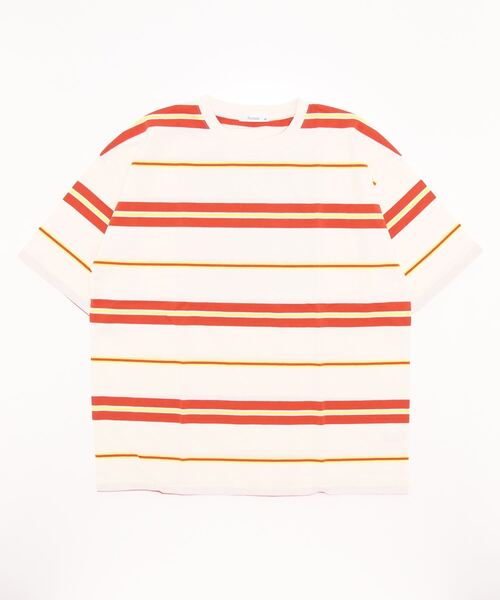 STYLEBLOCK(スタイルブロック)の「スーパービッグ半袖ボーダーTシャツ(Tシャツ/カットソー・メンズ・ホワイト系その他2/グリーン/ブルー系その他/ホワイト/チャコール/ベージュ/ブラック系その他2/ブラック/ネイビー/マスタード/ホワイト系その他/グリーン系その他/ブラック系その他/オレンジ・L/M/LL)」の2枚目の写真