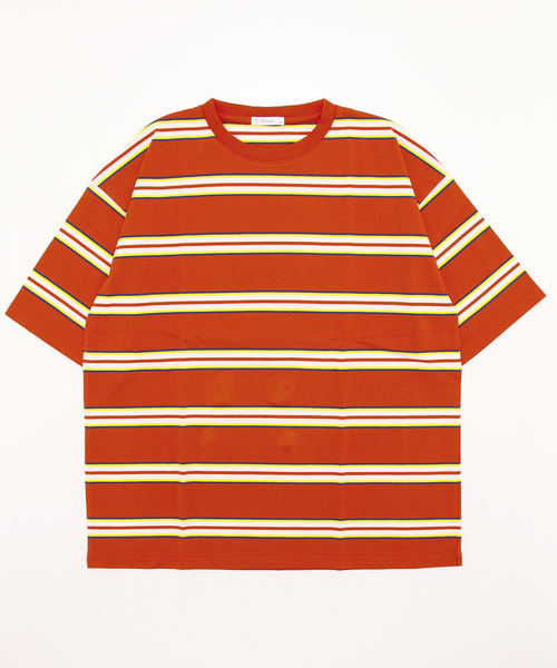 STYLEBLOCK(スタイルブロック)の「スーパービッグ半袖ボーダーTシャツ(Tシャツ/カットソー・メンズ・ホワイト系その他2/グリーン/ブルー系その他/ホワイト/チャコール/ベージュ/ブラック系その他2/ブラック/ネイビー/マスタード/ホワイト系その他/グリーン系その他/ブラック系その他/オレンジ・L/M/LL)」の14枚目の写真