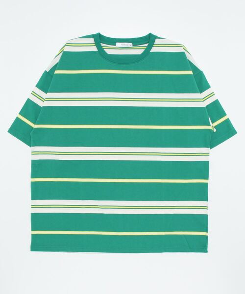 STYLEBLOCK(スタイルブロック)の「スーパービッグ半袖ボーダーTシャツ(Tシャツ/カットソー・メンズ・ホワイト系その他2/グリーン/ブルー系その他/ホワイト/チャコール/ベージュ/ブラック系その他2/ブラック/ネイビー/マスタード/ホワイト系その他/グリーン系その他/ブラック系その他/オレンジ・L/M/LL)」の10枚目の写真