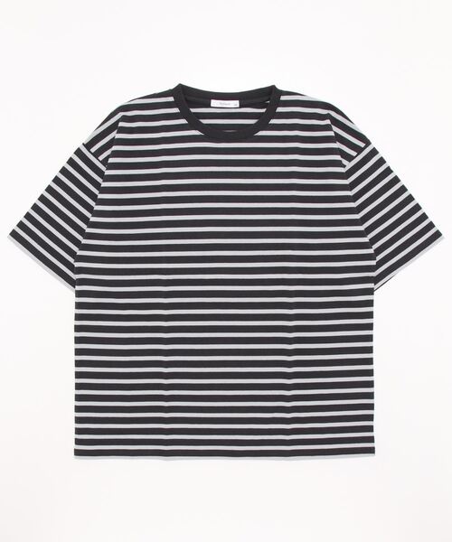 STYLEBLOCK(スタイルブロック)の「スーパービッグ半袖ボーダーTシャツ(Tシャツ/カットソー・メンズ・ホワイト系その他2/グリーン/ブルー系その他/ホワイト/チャコール/ベージュ/ブラック系その他2/ブラック/ネイビー/マスタード/ホワイト系その他/グリーン系その他/ブラック系その他/オレンジ・L/M/LL)」の7枚目の写真